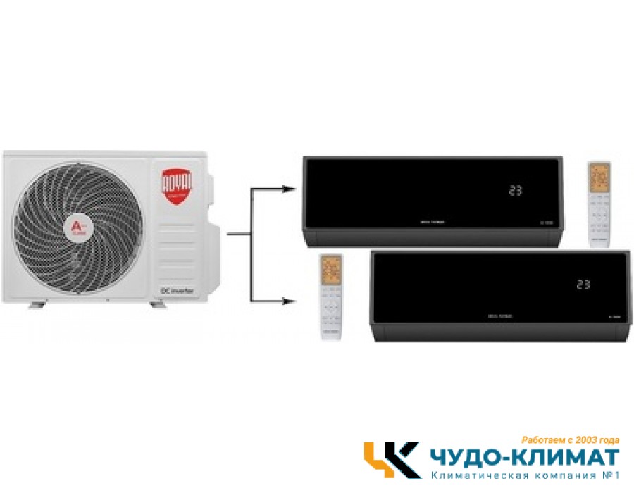 Мульти сплит-система на 2 комнаты Royal Thermo RTFMO-14HN8/RTFMI-07HN8/black*2