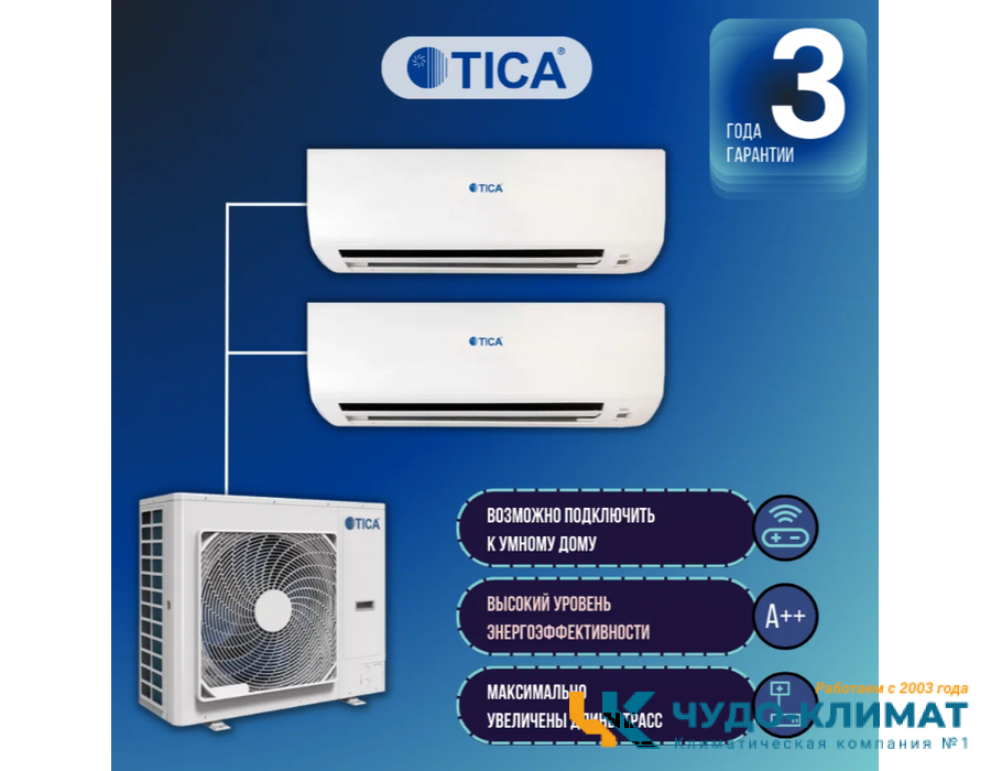 Мульти сплит-система на 2 комнаты TICA TIMS080CSREC/TMVW056ACB*2шт